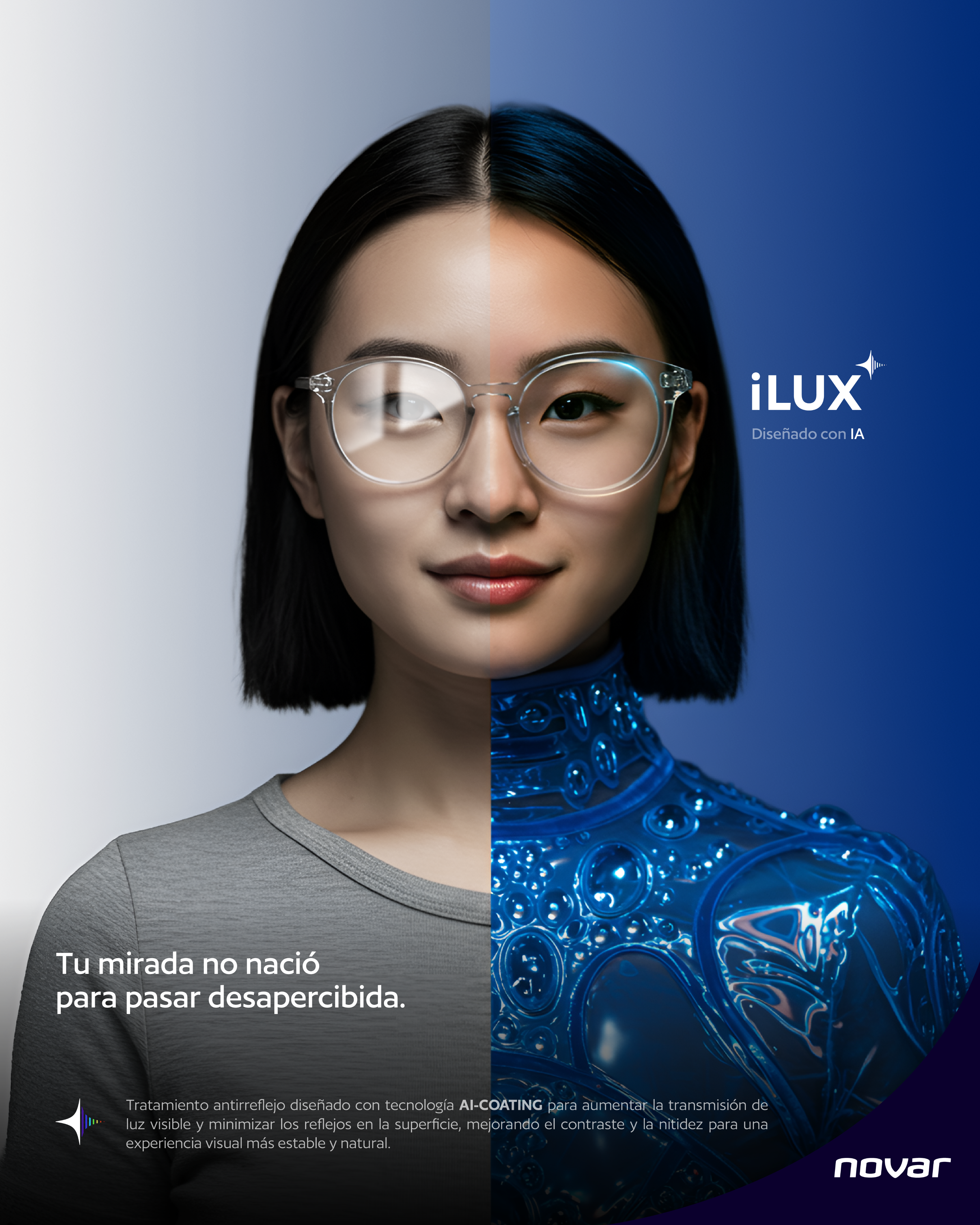Mujer con anteojos iLux que dejan ver su mirada